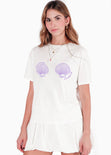 Camiseta oversize con estampado de caracola color blanco, marfil para mujer - Flashy