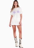 Camiseta oversize con estampado de caracola color blanco, marfil para mujer - Flashy