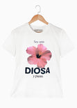 Camiseta con estampado "Soy una DIOSA y punto." color blanco, marfil para mujer - Flashy
