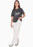 Camiseta oversized estampada "Fierce Club" color gris para mujer - Flashy