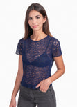 Blusa de encaje manga corta para mujer - Flashy