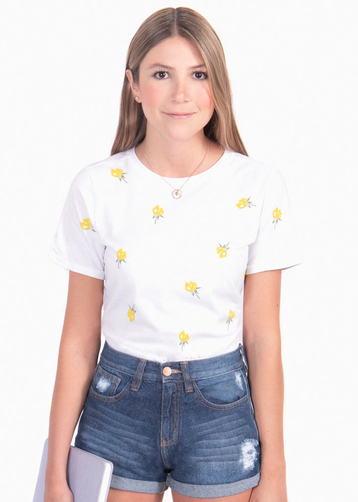 Camiseta con estampado de flores para mujer - Flashy