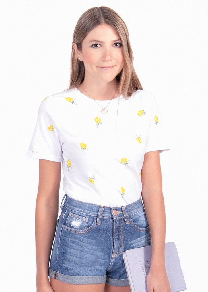Camiseta con estampado de flores para mujer - Flashy