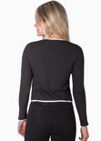 Cardigan manga larga con anudado en frente color negro para mujer - Flashy