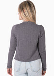 Cardigan manga larga con botones de perlas color gris para mujer - Flashy