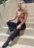 Cardigan manga larga color camel, café para mujer - Flashy