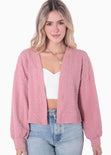 Cardigan manga larga color rosado para mujer - Flashy
