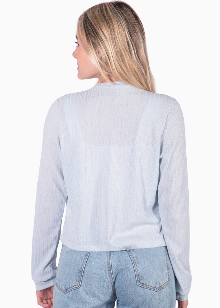 Cardigan manga larga tejido color azul para mujer - Flashy