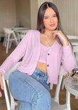 Cardigan manga larga tejido color morado, lila para mujer - Flashy