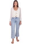 Cardigan manga larga tejido color blanco para mujer - Flashy
