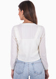 Cardigan manga larga tejido color blanco para mujer - Flashy