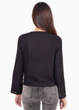 Blusa cruzada con encaje manga larga para mujer - Flashy