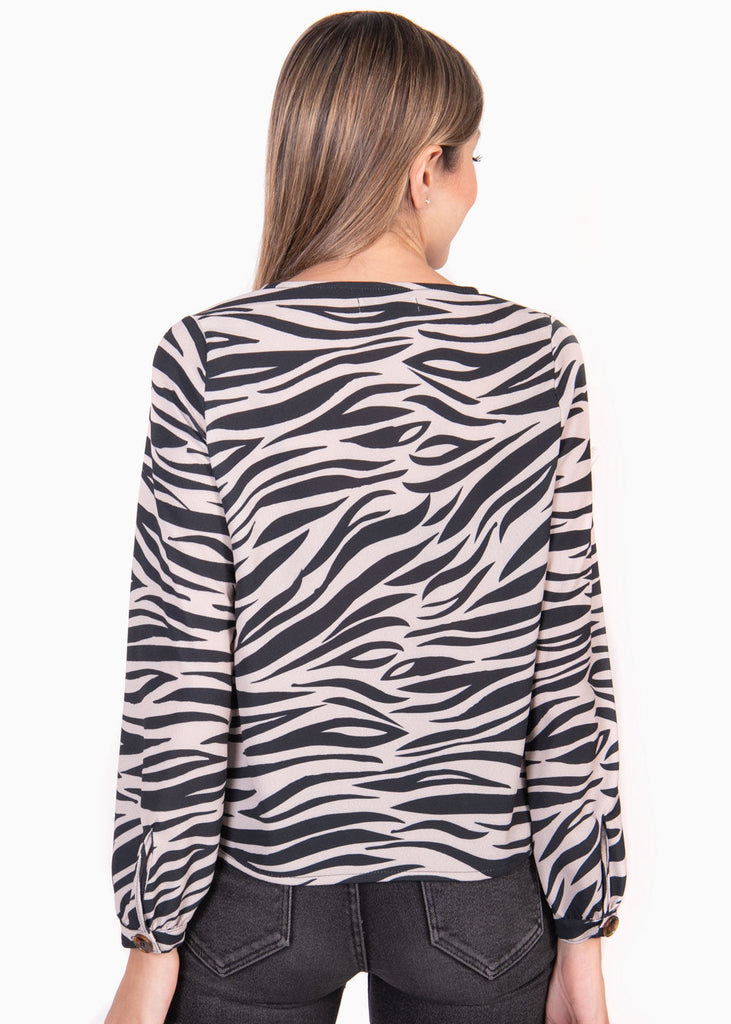 Blusa manga larga con botones de pasta para mujer - Flashy