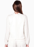 Chaleco abierto con entrelazado decorativo en contraste color blanco, marfil para mujer - Flashy