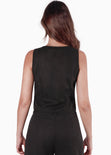 Chaleco con anudado en frente color negro para mujer - Flashy