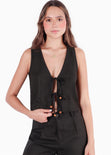 Chaleco con anudado en frente color negro para mujer - Flashy