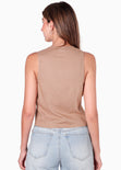 Chaleco con botones tipo sastre con cuello redondo color café para mujer - Flashy