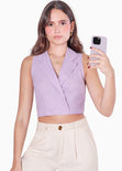 Chaleco corto con anudado en espalda color lila para mujer - Flashy