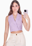 Chaleco corto con anudado en espalda color lila para mujer - Flashy