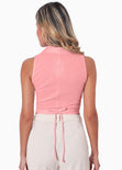 Chaleco corto con anudado en espalda color rosado para mujer - Flashy