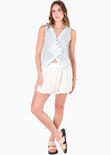 Chaleco de rayas con chuce en escote color azul para mujer - Flashy