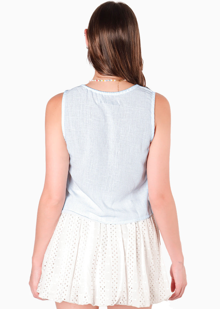 Chaleco de rayas con chuce en escote color azul para mujer - Flashy
