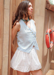 Chaleco de rayas con chuce en escote color azul para mujer - Flashy