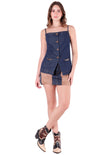 Chaleco halter largo color azul para mujer - Flashy