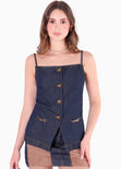 Chaleco halter largo color azul para mujer - Flashy