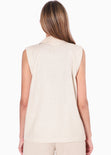 Chaleco largo tipo lino color beige para mujer - Flashy