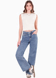 Chaleco tejido cuello redondo color blanco, marfil para mujer - Flashy