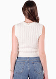 Chaleco tejido cuello redondo color blanco, marfil para mujer - Flashy