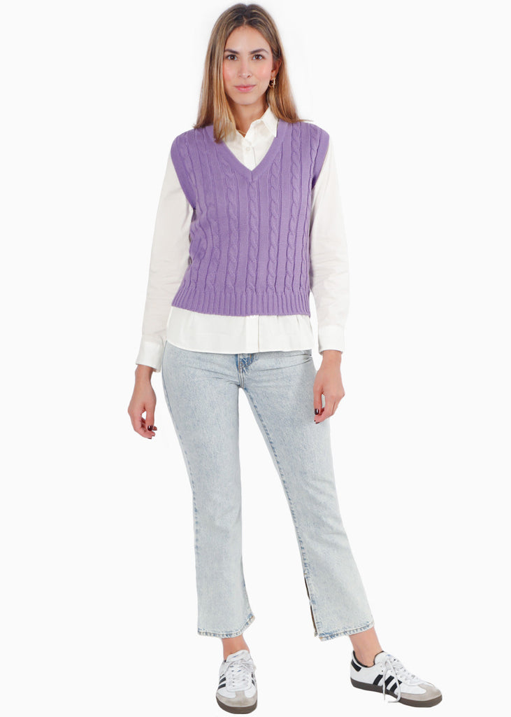 Chaleco tejido color lila para mujer - Flashy