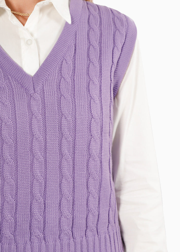 Chaleco tejido color lila para mujer - Flashy