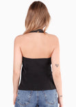 Chaleco tipo halter color negro para mujer - Flashy