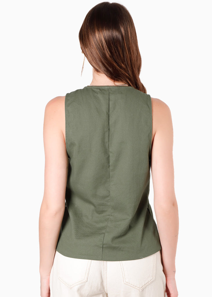 Chaleco tipo sastre con botones color verde para mujer - Flashy