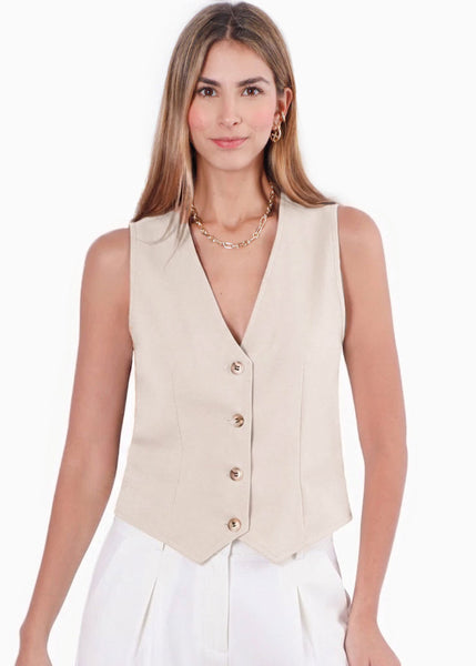 Chaleco tipo sastre con botones - SHARINA.BEIGE