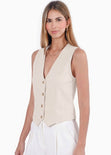Chaleco tipo sastre con botones - SHARINA.BEIGE