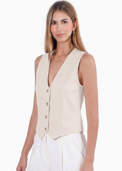 Chaleco tipo sastre con botones - SHARINA.BEIGE
