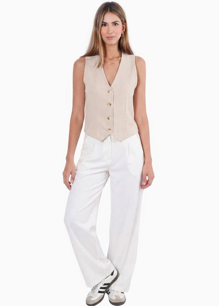 Chaleco tipo sastre con botones - SHARINA.BEIGE