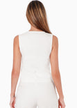 Chaleco tipo sastre con botones color blanco, marfil para mujer - Flashy