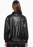 Chaqueta aviadora tipo cuero color negro para mujer - Flashy