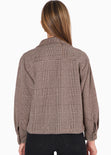 Chaqueta de cuadros con botones color café para mujer - Flashy