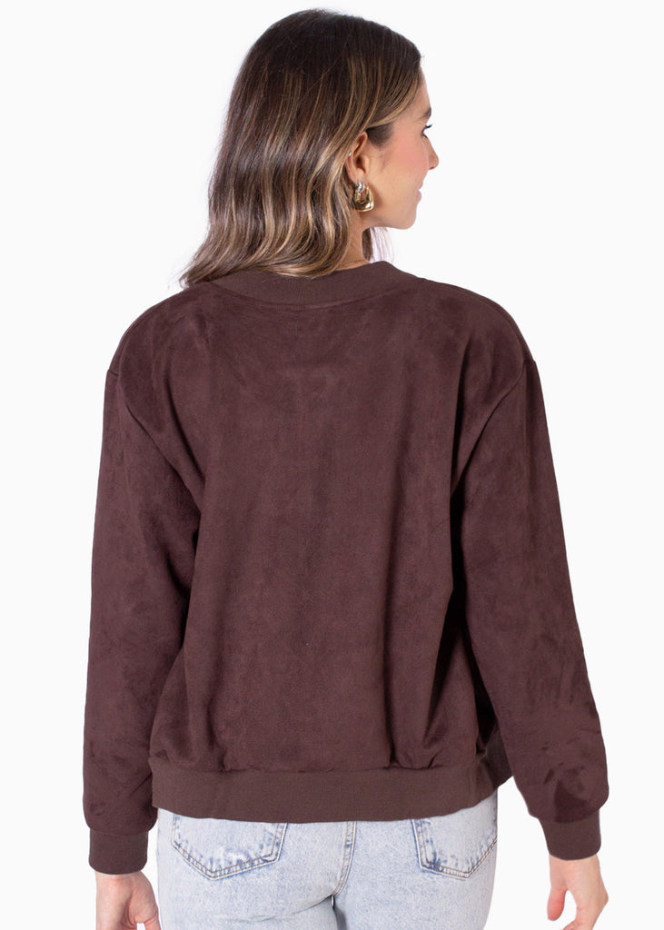 Chaqueta bomber color café para mujer - Flashy