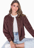 Chaqueta bomber color café para mujer - Flashy