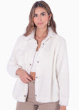 Chaqueta de botones con pelo sintético color blanco, marfil para mujer - Flashy