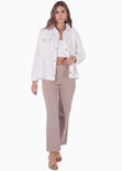 Chaqueta de botones con pelo sintético color blanco, marfil para mujer - Flashy
