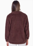 Chaqueta de botones con pelo sintético color café para mujer - Flashy