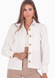Chaqueta de corduroy color blanco, marfil para mujer - Flashy