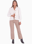 Chaqueta de corduroy color blanco, marfil para mujer - Flashy